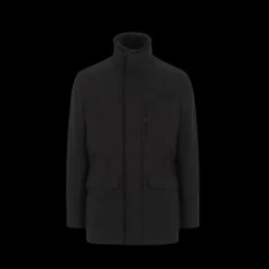 Parka BRIONI Performa col montant fourrure agneau soie cachemire noir