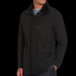 Parka BRIONI Performa col montant fourrure agneau soie cachemire noir