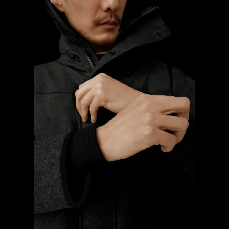 Parka capuche CANADA GOOSE Langford laine flanelle gris carbone