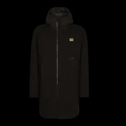 Parka doudoune DOLCE & GABBANA jersey stretch noir capuche plaque dorée