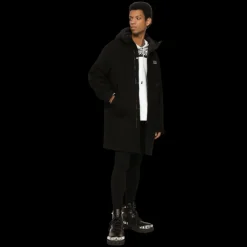 Parka doudoune DOLCE & GABBANA jersey stretch noir capuche plaque dorée