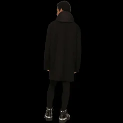 Parka doudoune DOLCE & GABBANA jersey stretch noir capuche plaque dorée