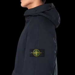 Parka longue à capuche STONE ISLAND David tissu déperlant bleu marine