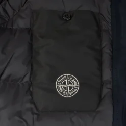 Parka longue à capuche STONE ISLAND David tissu déperlant bleu marine