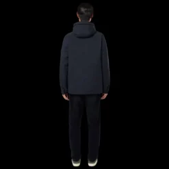 Parka longue à capuche STONE ISLAND David tissu déperlant bleu marine