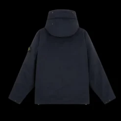 Parka longue à capuche STONE ISLAND David tissu déperlant bleu marine