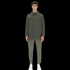 Parka Manteau HERNO coton enduit vert kaki