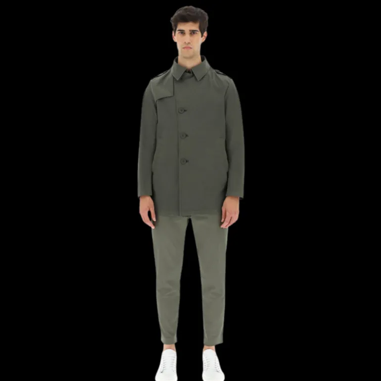 Parka Manteau HERNO coton enduit vert kaki