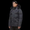 Parka MOOSE KNUCKLES 3Q Nylon bleu marine capuche fourrure noire