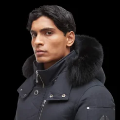 Parka MOOSE KNUCKLES 3Q Nylon bleu marine capuche fourrure noire