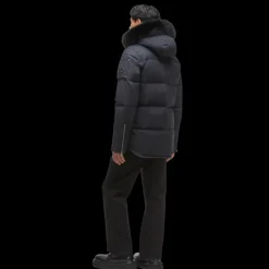 Parka MOOSE KNUCKLES 3Q Nylon bleu marine capuche fourrure noire