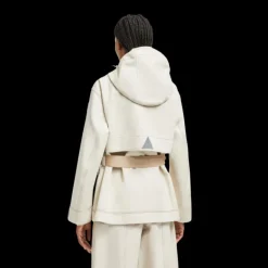 Parka zippée à capuche MONCLER Tarkine coton lin beige clair logo Grenoble