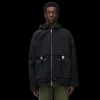 Parka zippée LOEWE coton compact déperlant noir capuche poches