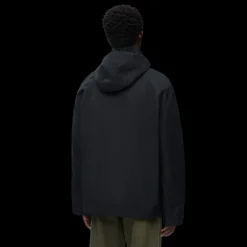 Parka zippée LOEWE coton compact déperlant noir capuche poches