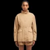 Parka zippée MONCLER coupe vent à capuche Nades nylon camel cintrée