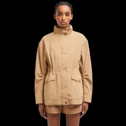 Parka zippée MONCLER coupe vent à capuche Nades nylon camel cintrée