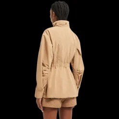 Parka zippée MONCLER coupe vent à capuche Nades nylon camel cintrée