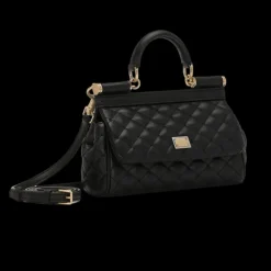Petit sac à main DOLCE & GABBANA Sicily cuir agneau matelassé noir bandoulière
