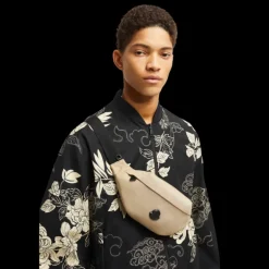 Petit sac ceinture banane MONCLER Durance nylon beige logo gomme noir