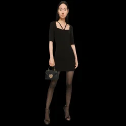 Petit sac DOLCE & GABBANA Devotion cuir veau lisse noir cœur doré bandoulière