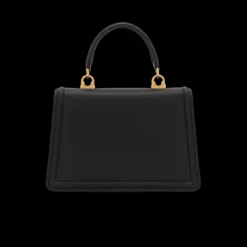 Petit sac DOLCE & GABBANA Devotion cuir veau lisse noir cœur doré bandoulière