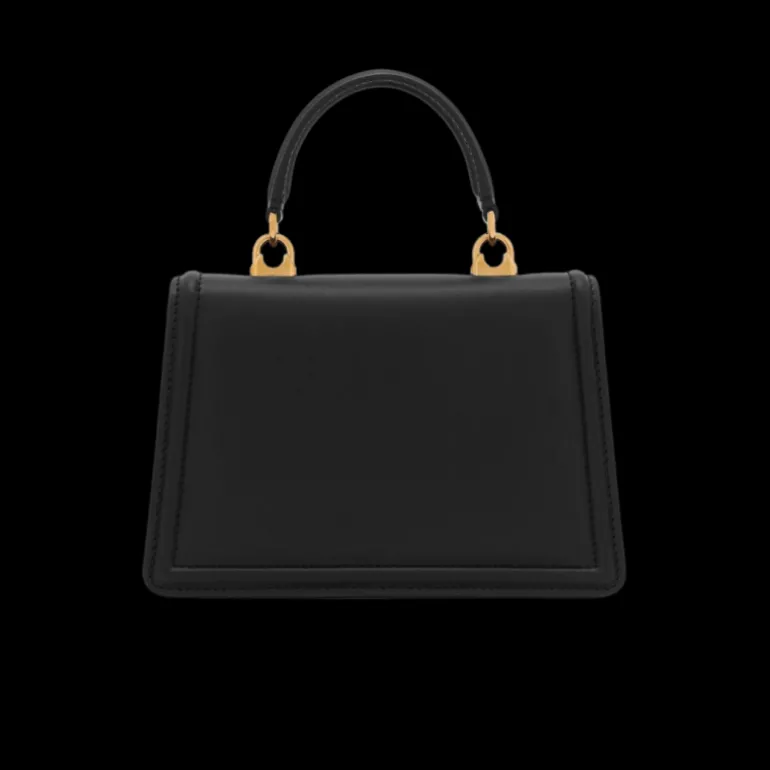 Petit sac DOLCE & GABBANA Devotion cuir veau lisse noir cœur doré bandoulière