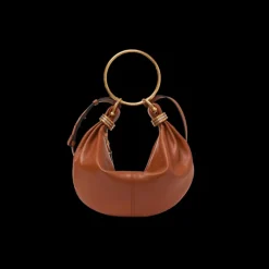 Petit sac hobo CHLOE Bracelet bag cuir grainé marron camel