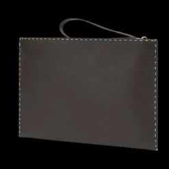 Pochette FENDI Selleria cuir grainé marron 196 surpiqûres