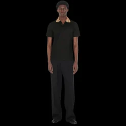 Polo BURBERRY Cody coton noir col check beige