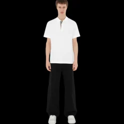 Polo BURBERRY Eddie coton blanc intérieur col check beige
