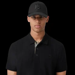Polo BURBERRY Eddie manches courtes coton piqué Noir logo Monogramme TB