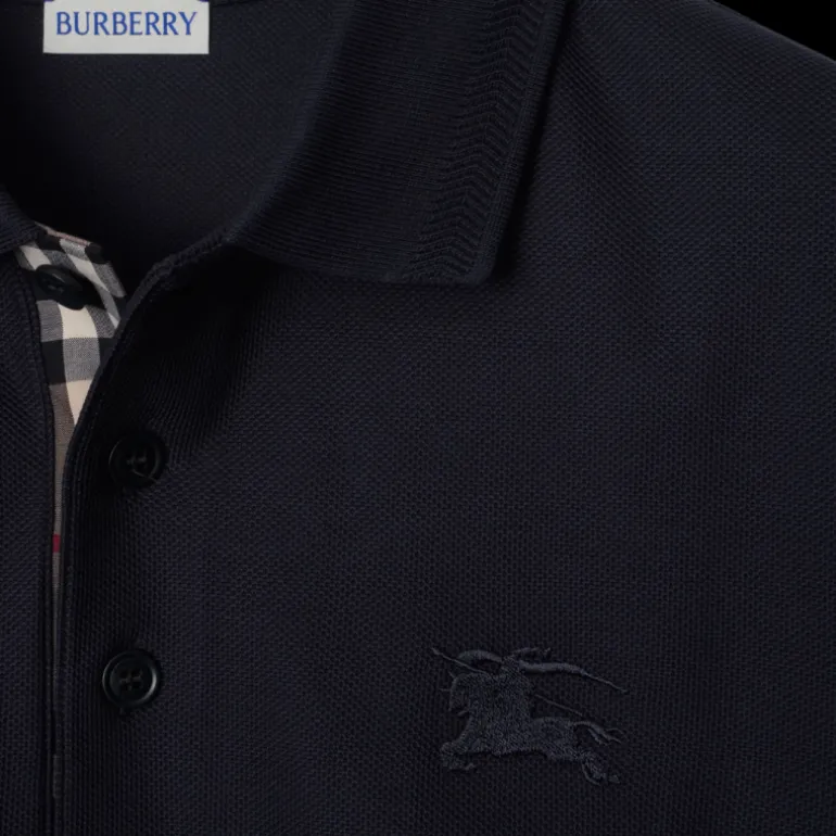 Polo BURBERRY Eddie manches courtes coton piqué bleu marine broderie logo EDK