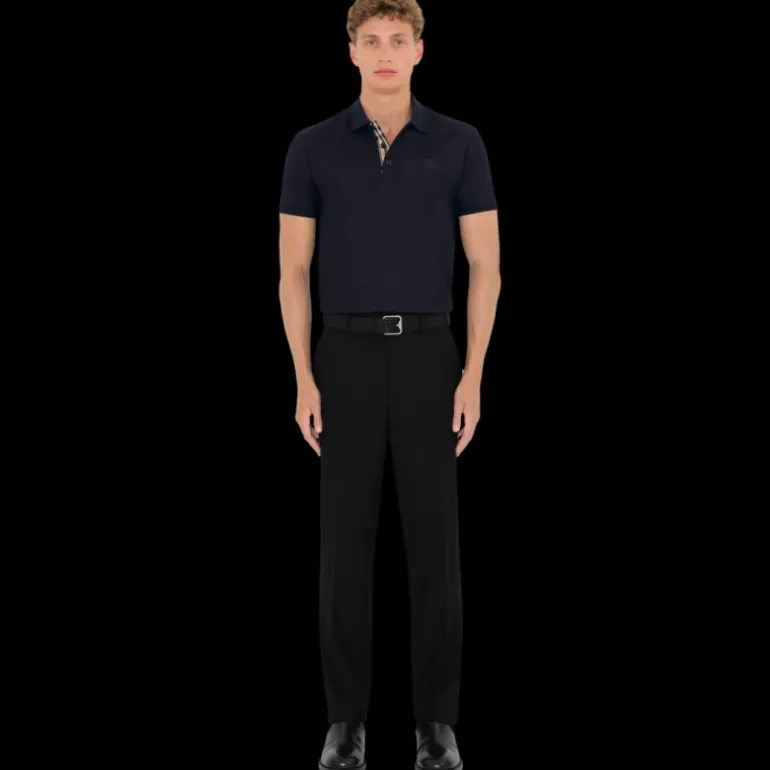 Polo BURBERRY Eddie manches courtes coton piqué bleu marine broderie logo EDK