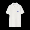 Polo BURBERRY manche courte coton piqué blanc logo cavalier bleu