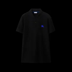 Polo BURBERRY manche courte coton noir chevalier équestre bleu
