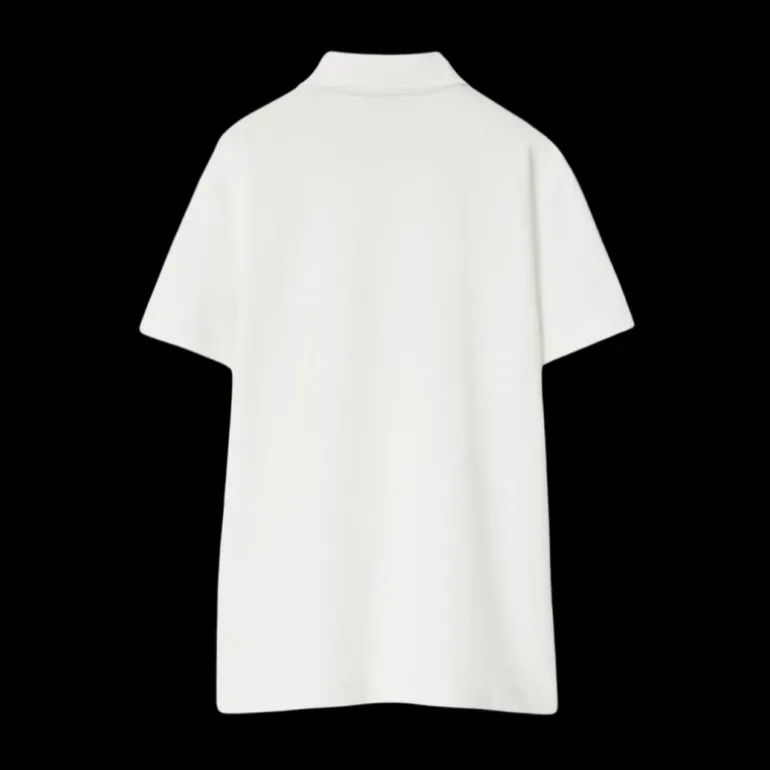 Polo BURBERRY manche courte coton piqué blanc logo cavalier bleu