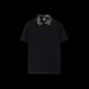 Polo BURBERRY piqué de coton noir col check marron bleu