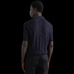 Polo DOLCE & GABBANA soie motif losange broderie logo DG ton sur ton