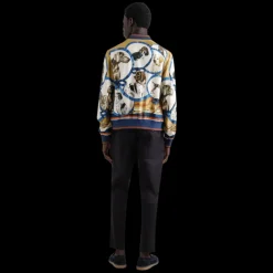 Polo DOLCE & GABBANA soie motif losange broderie logo DG ton sur ton