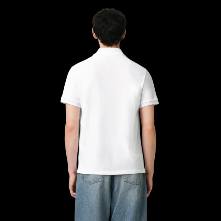 Polo manche courte AMI Paris piqué coton blanc broderie cœur rouge