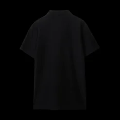 Polo manche courte BURBERRY coton piqué noir cavalier bleu