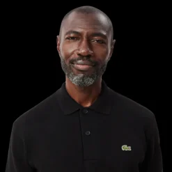Polo manche courte LACOSTE coton piqué noir grosse étiquette