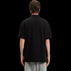 Polo manche courte PALM ANGELS coton noir gros logo poitrine blanc