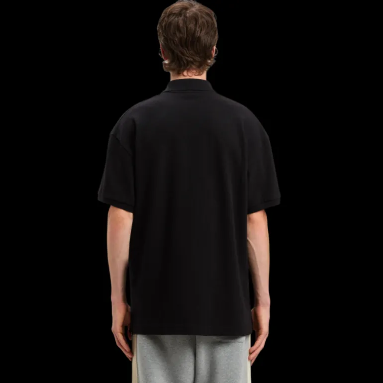 Polo manche courte PALM ANGELS coton noir gros logo poitrine blanc