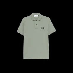 Polo manche courte piqué de coton stretch vert sauge