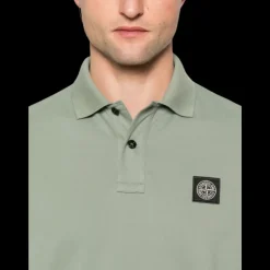 Polo manche courte piqué de coton stretch vert sauge