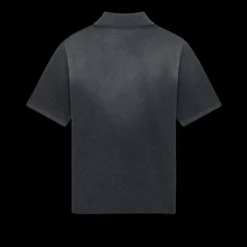 Polo manche courte SAINT LAURENT coton gris anthracite YSL