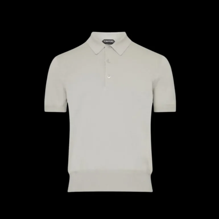 Polo manche courte TOM FORD coton gris pale
