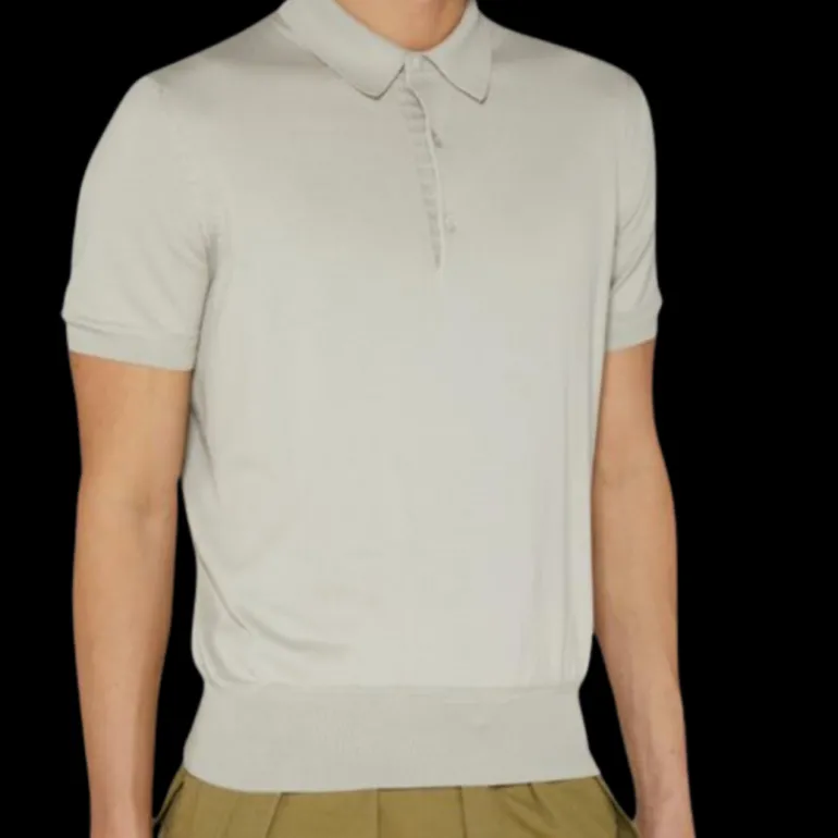 Polo manche courte TOM FORD coton gris pale