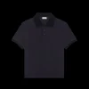 Polo manches courtes SAINT LAURENT coton bio bleu marine logo Monogramme